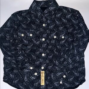 Larry Mahan Kids Black and White Pearl Snap Shirt